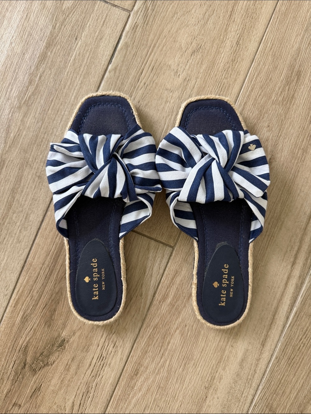 Kate Spade New York Navy Striped Knot Calista Slide Mules Sandals
